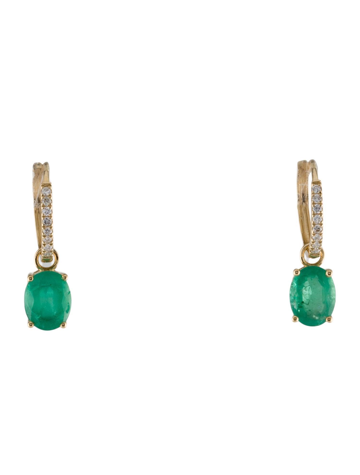 Earrings 18K 1.77ctw Emerald & Diamond Drop Earrings