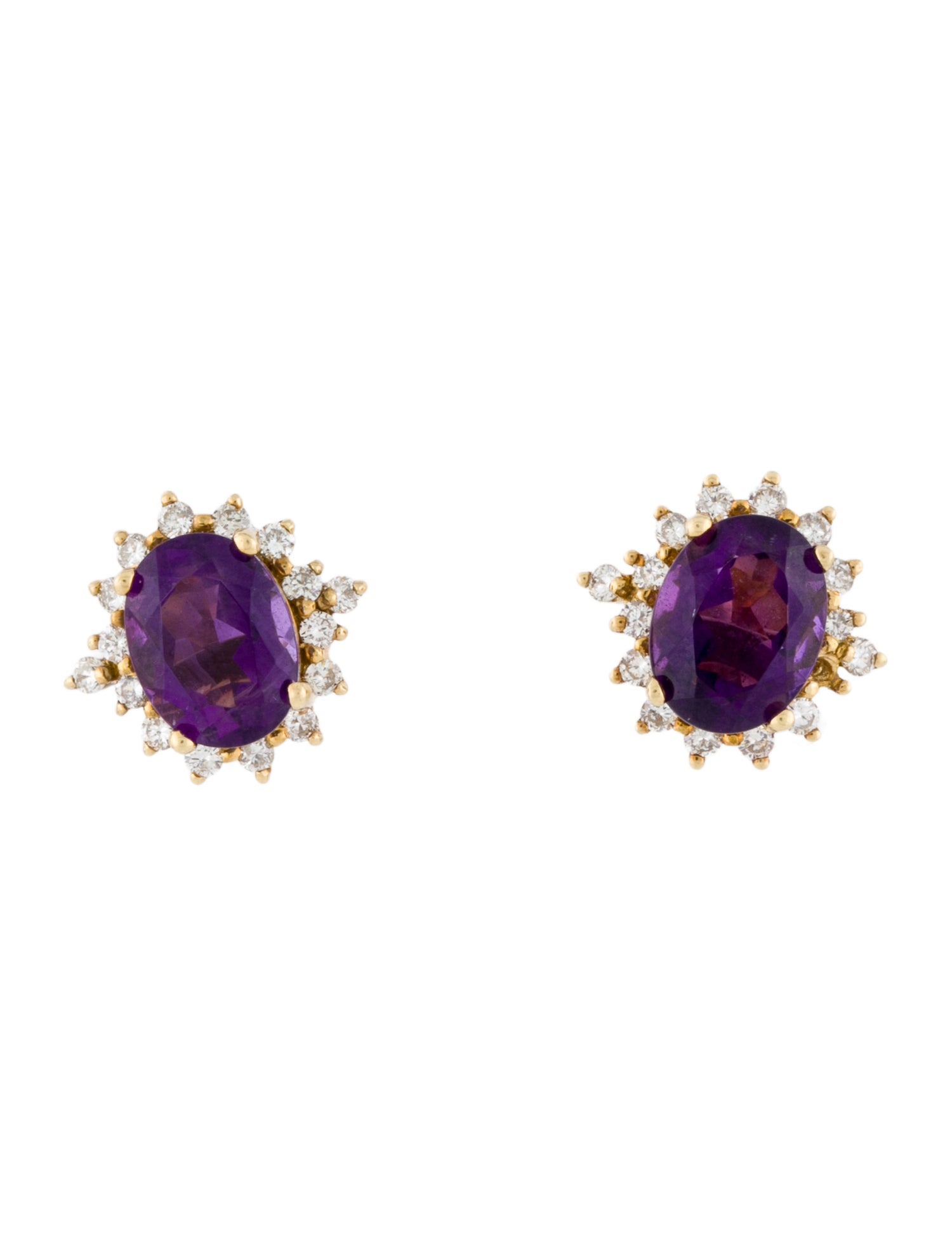 Earrings 18K Amethyst & Diamond Stud Earring