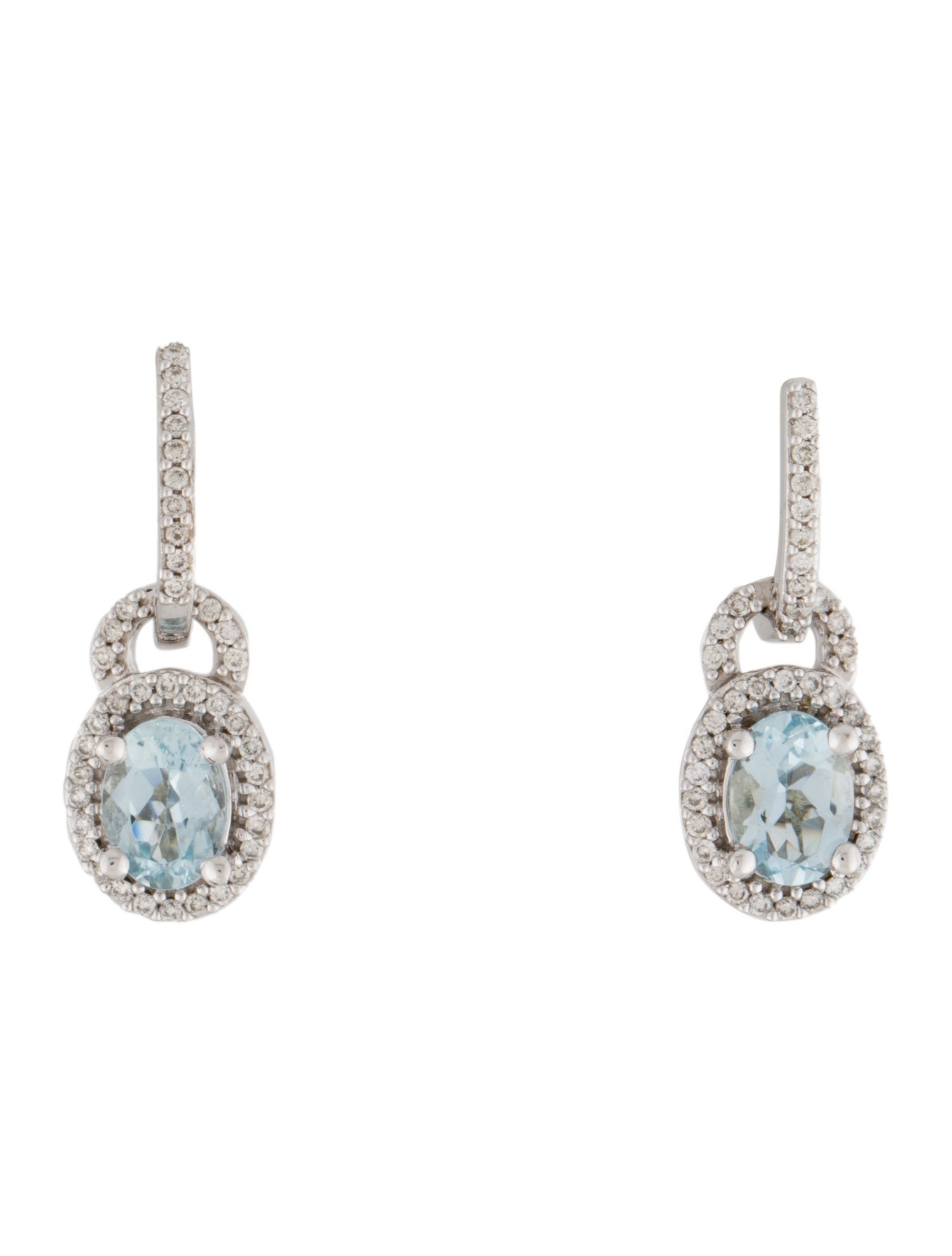 Earrings 14K Aquamarine & Diamond Drop Earrings
