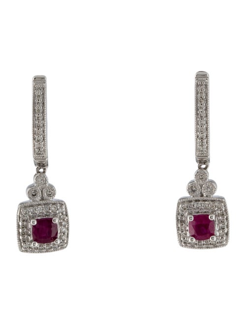 Earrings 14K Diamond & Ruby Drop Earrings