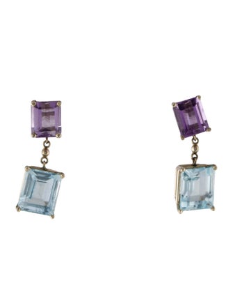 Earrings 14K 15.98ctw Topaz & Amethyst Drop Earrings