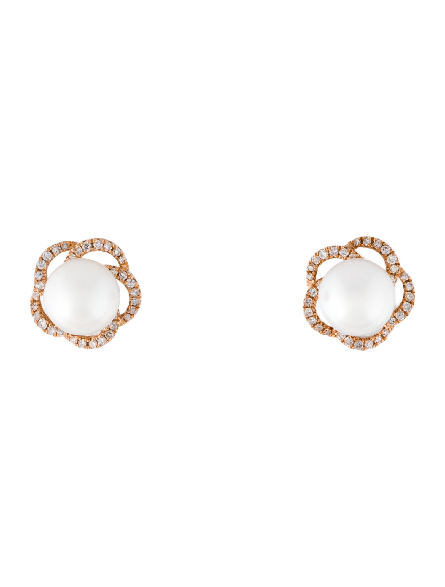 Earrings 14K Pearl & Diamond Stud Earrings