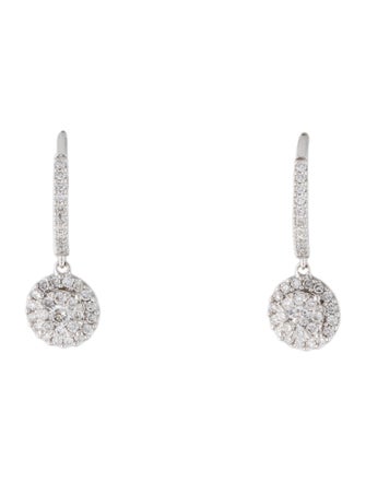 Earrings 14K Diamond Cluster Drop Earrings