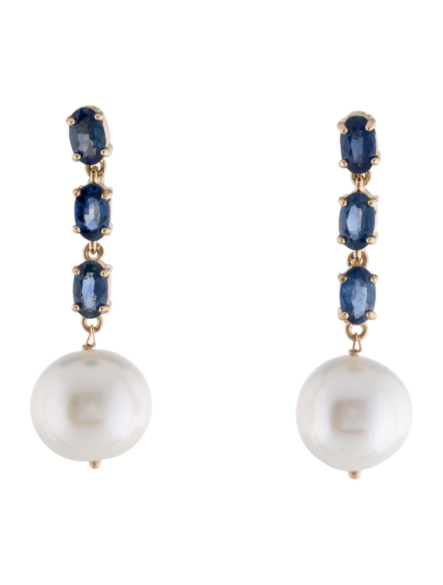 Earrings 14K 1.24ctw Sapphire & Diamond Drop Earrings