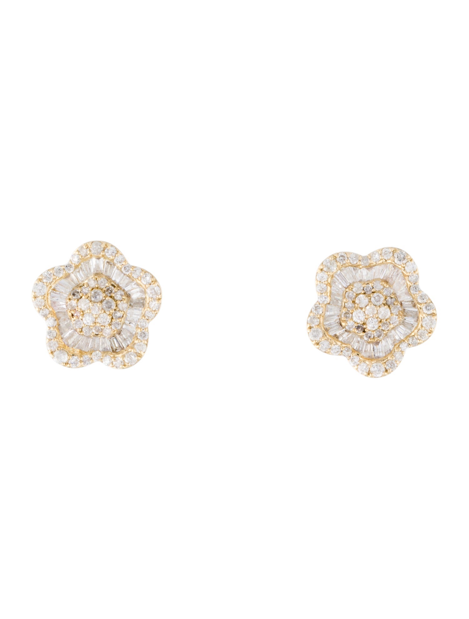 Earrings 14K Diamond Flower Studs