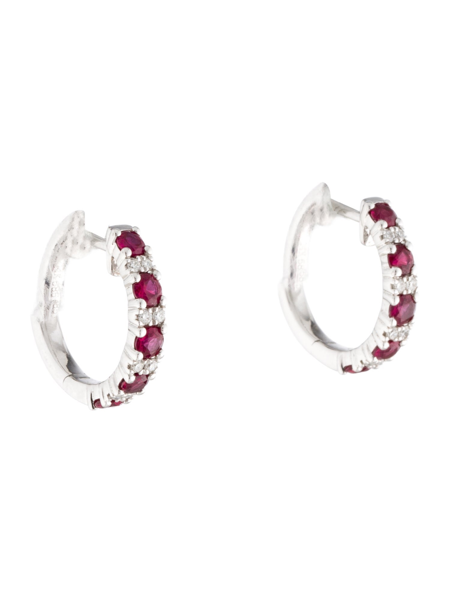 Earrings 14K Ruby & Diamond Huggie