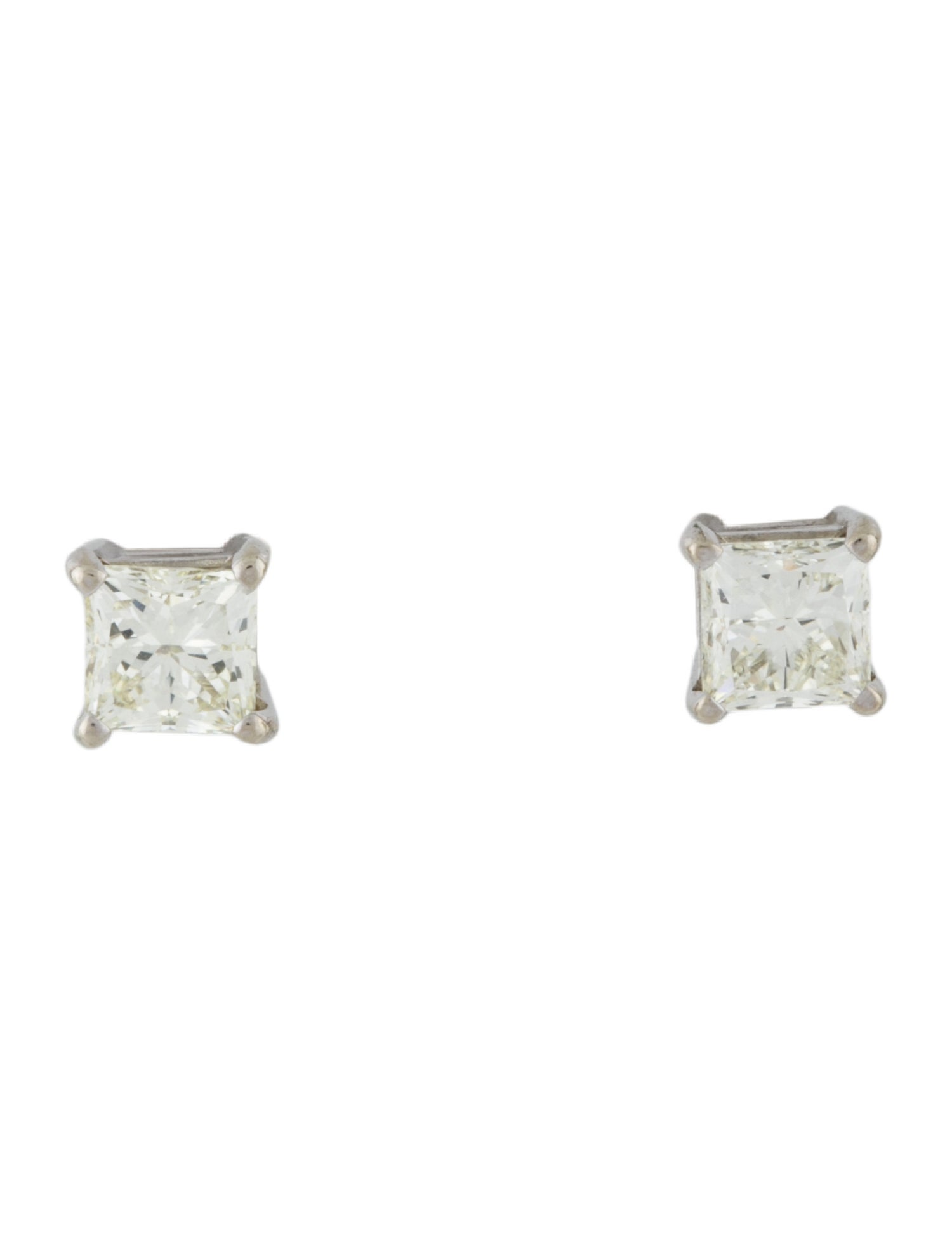 Earrings 14K 1.57ctw Princess Diamond Stud Earrings