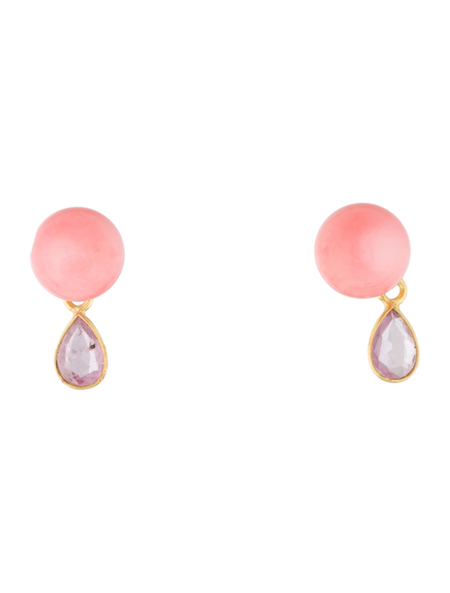 Earrings 18K Coral & Pink Sapphire Drop