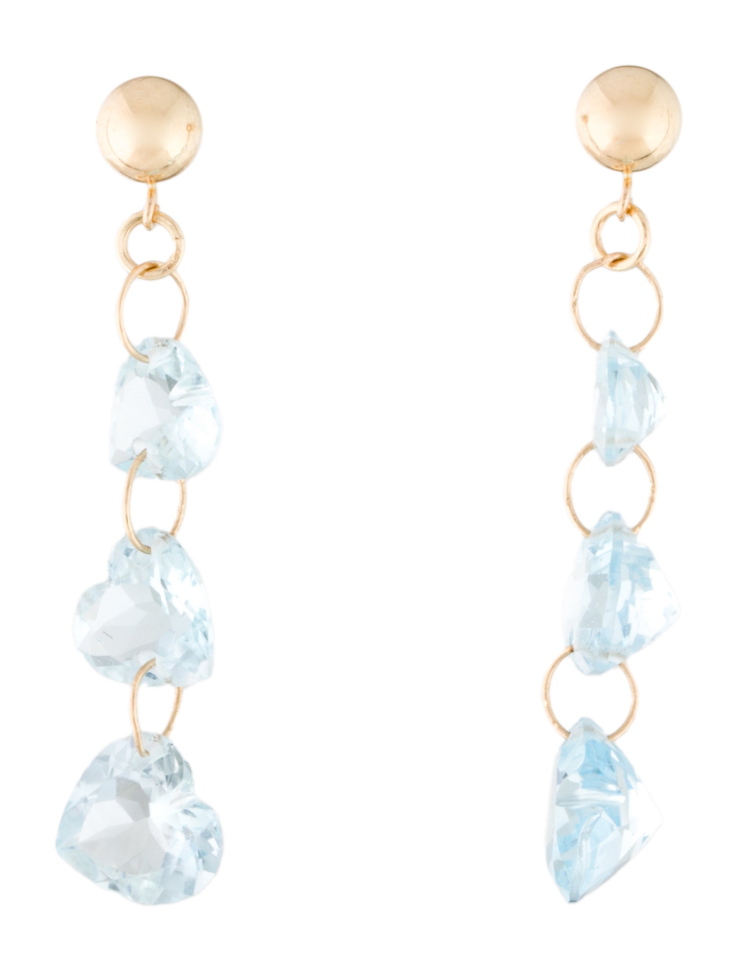 Earrings 14K Blue Topaz Heart Drop