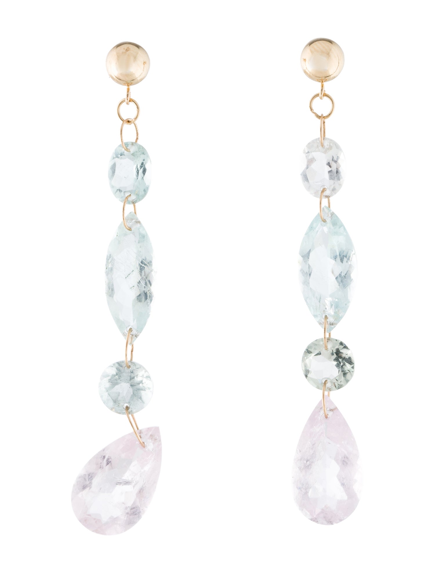 Earrings 14K Aquamarine & Morganite Drop Earrings