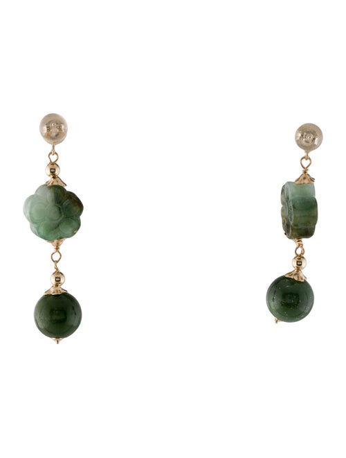 Earrings 14K Jadeite Flower Drop Earrings