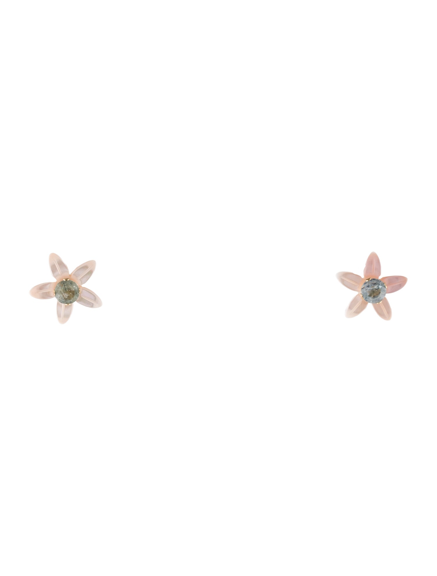 Earrings 14K Mother of Pearl & Sapphire Flower Convertible Stud