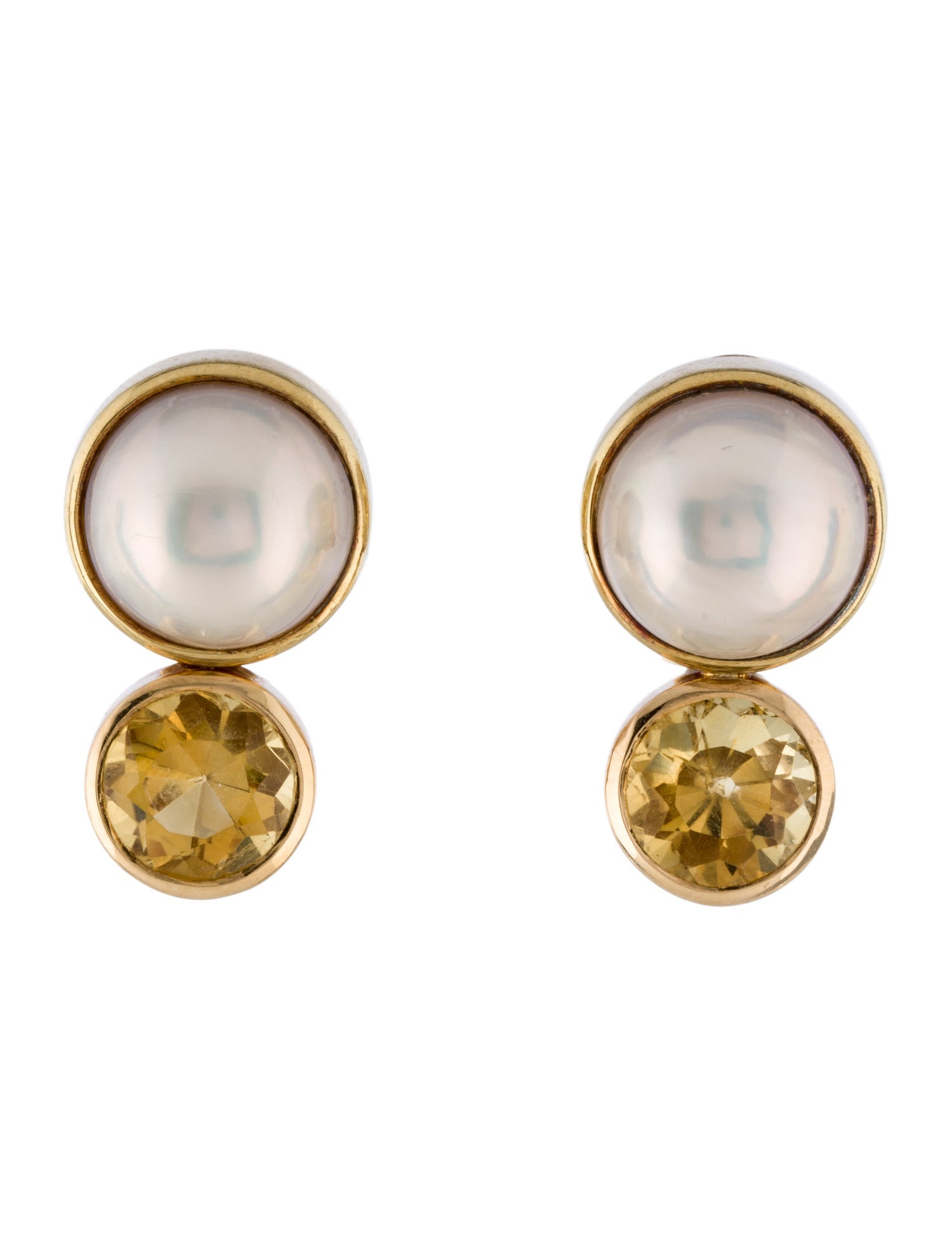 Earrings Manfredi 18K Pearl & Citrine Earclips