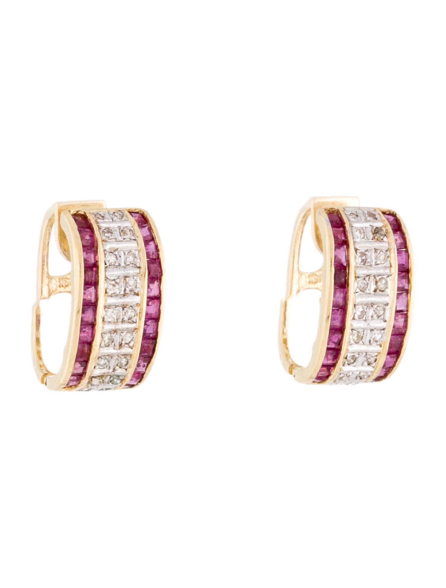 Earrings 14K Ruby & Diamond