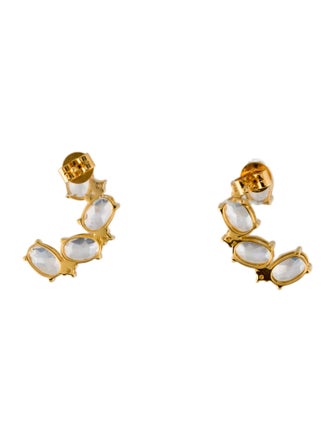 Earrings 14K 3.20ctw Moonstone Labradorite & Diamond Stud Earrings