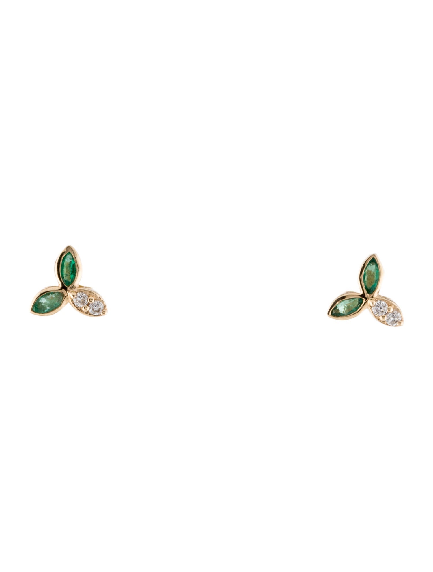 Three Stories Emerald & Diamond Petal Stud Earrings
