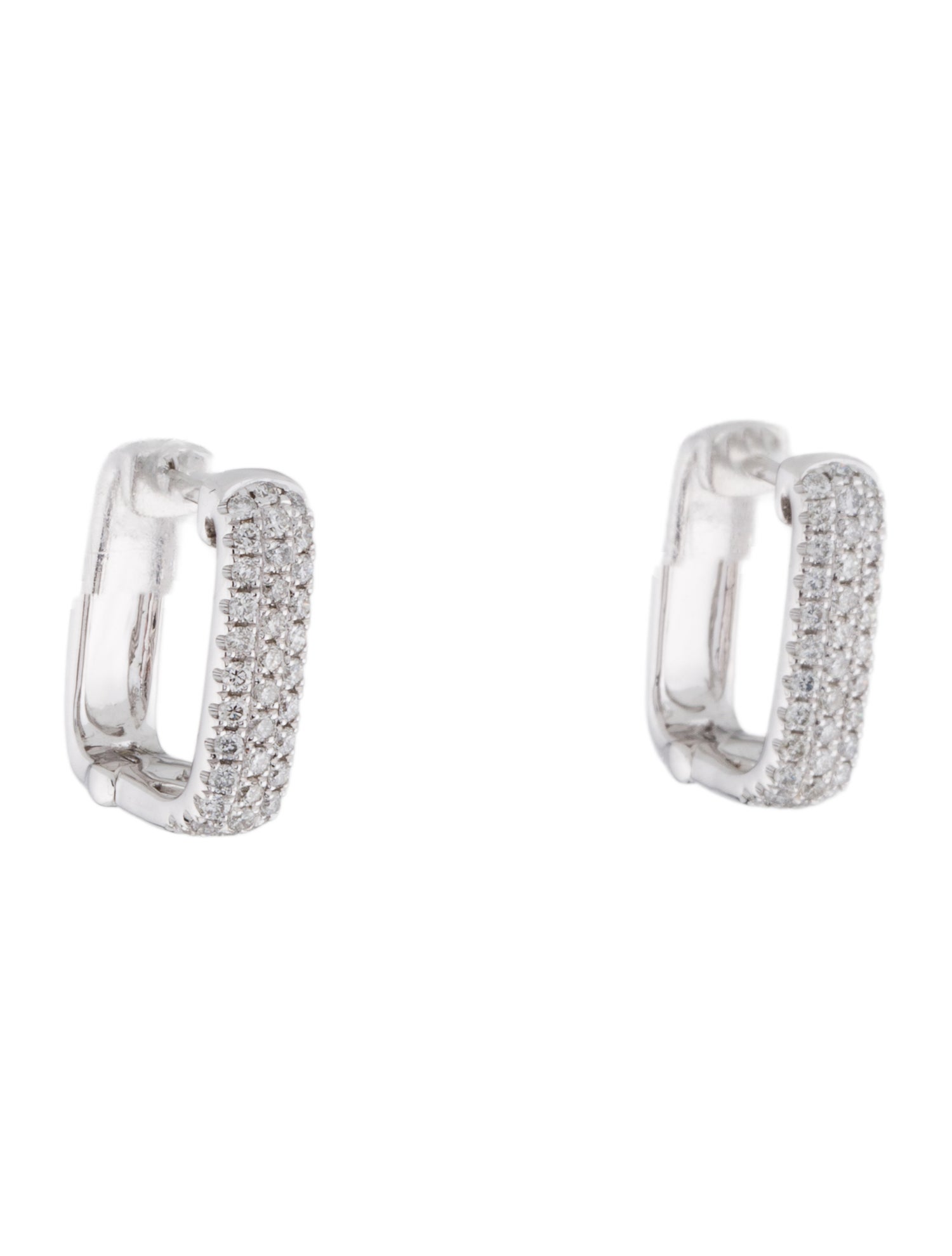 Earrings 14K Diamond Rectangular Hoop Earrings
