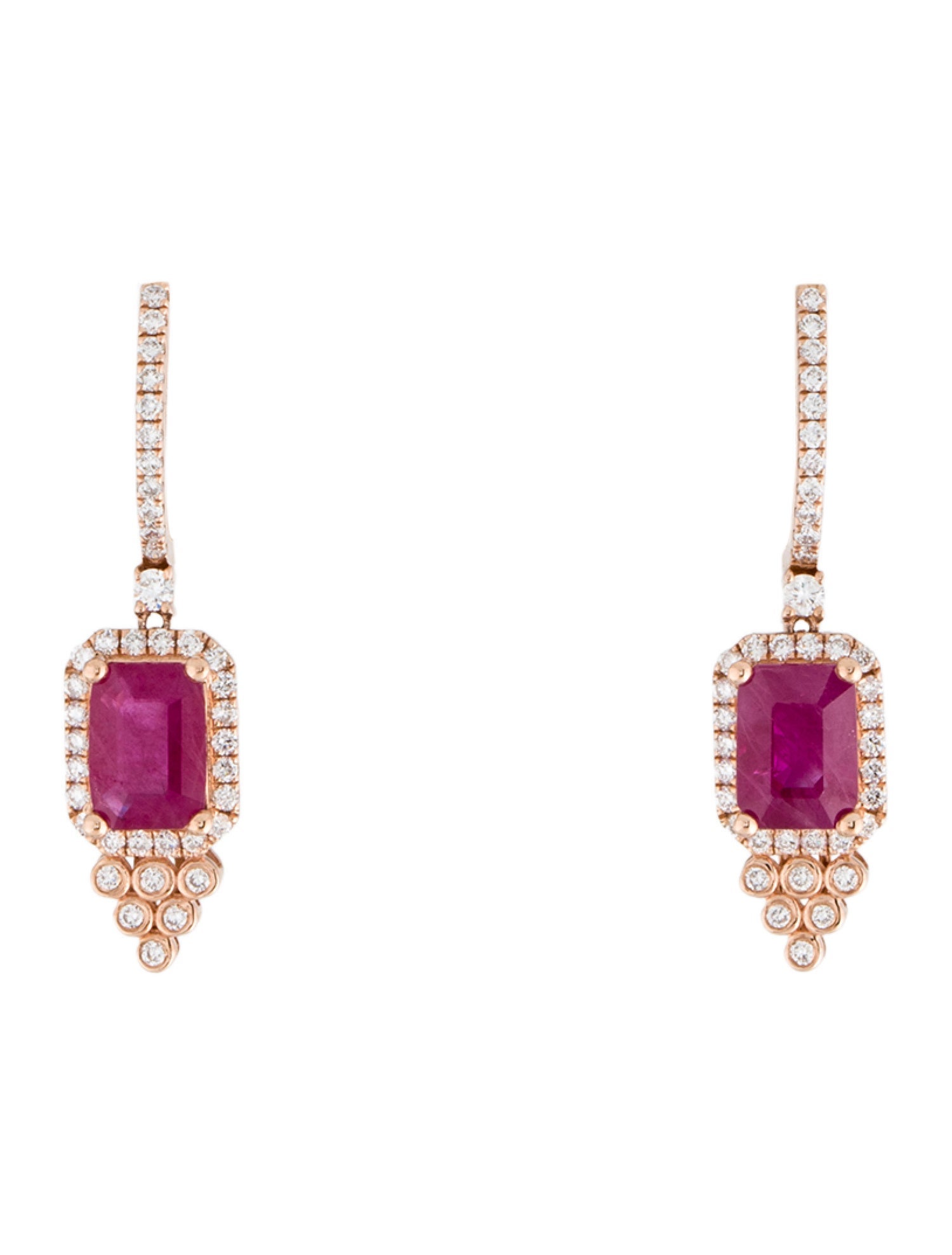 Earrings 14K 2.20ctw Ruby & Diamond Drop Earrings