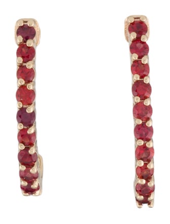 Earrings 10K Ruby & Spinel J-Hoop Earrings