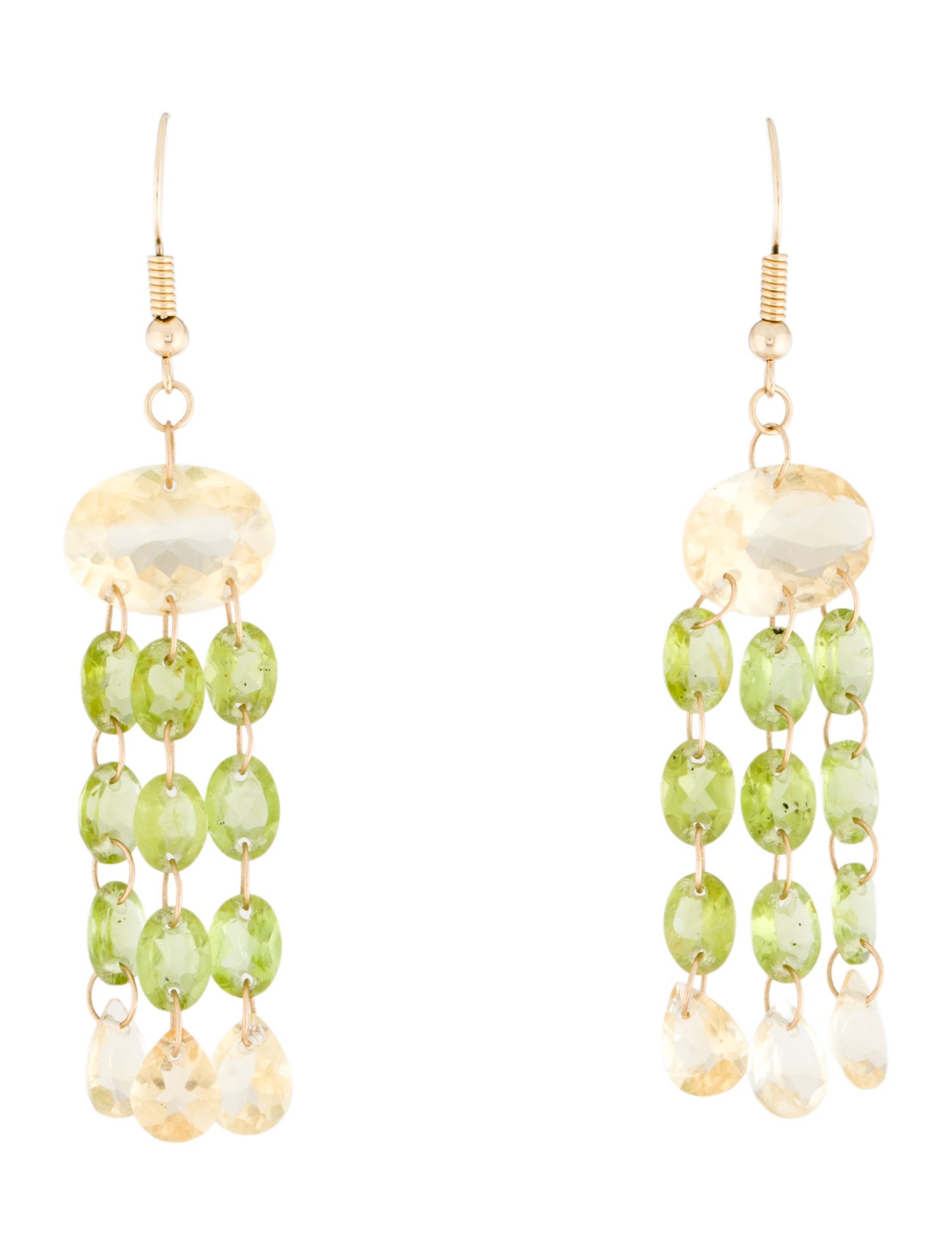 Earrings 14K Citrine & Peridot Drop Earrings