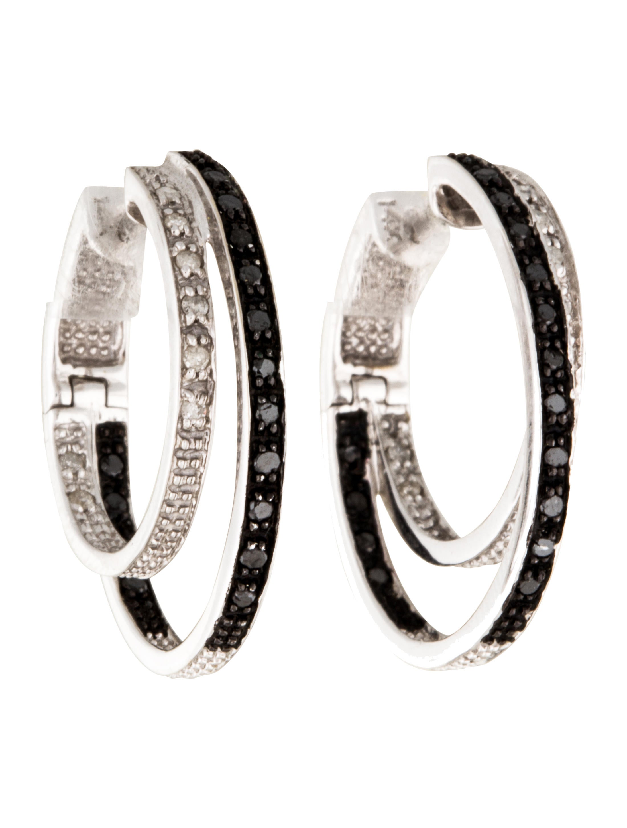 Earrings 14K Diamond Double Huggie Hoop Earrings Earrings