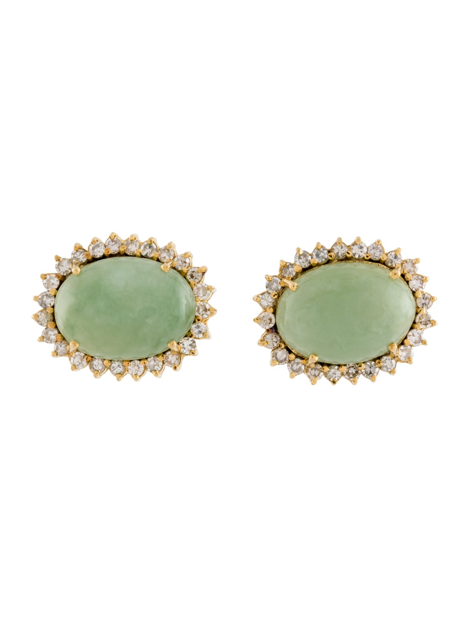 Earrings 14K 10.00ctw Jadeite & Diamond Halo