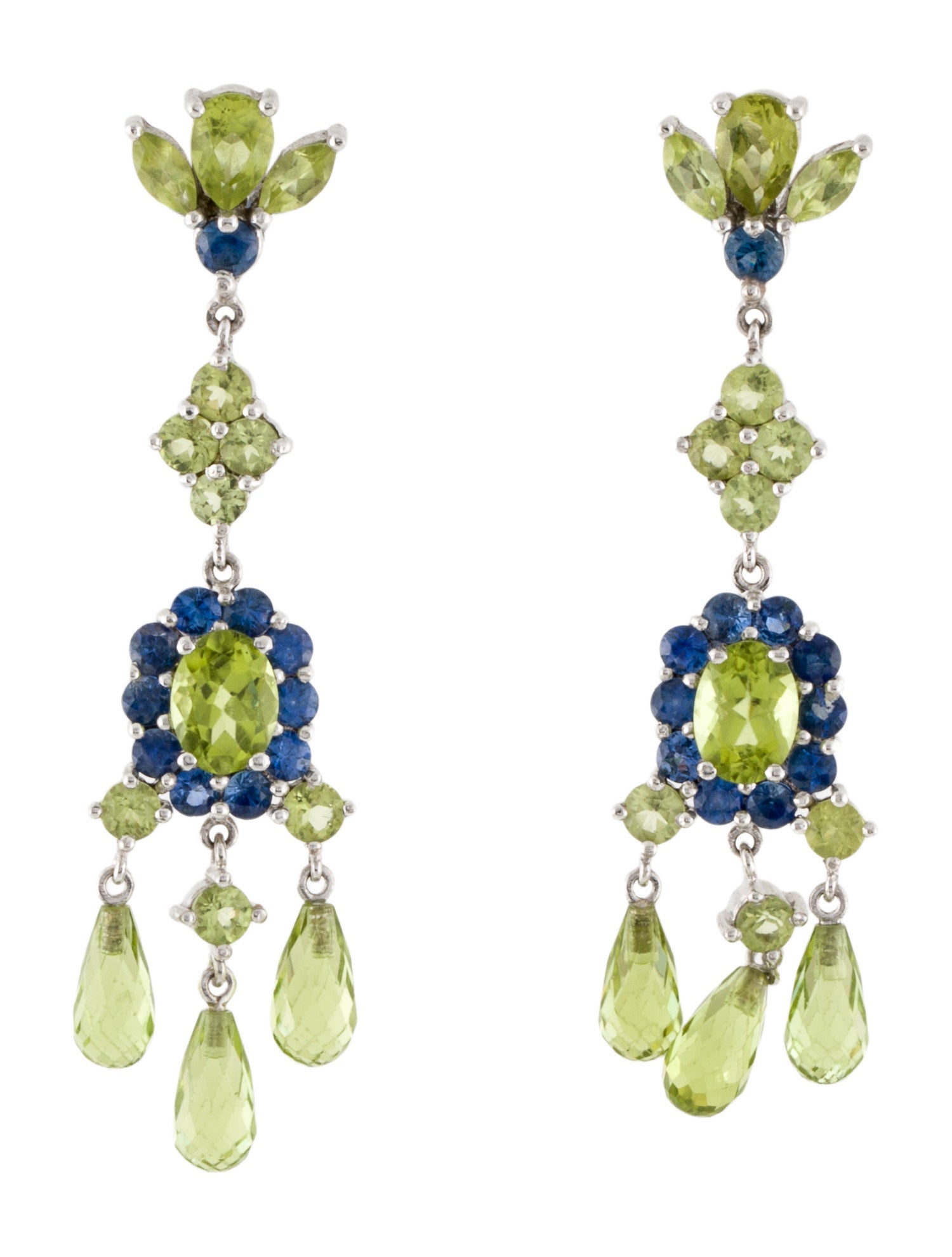 Earrings 18K 8.82ctw Peridot & Sapphire Drop Earrings