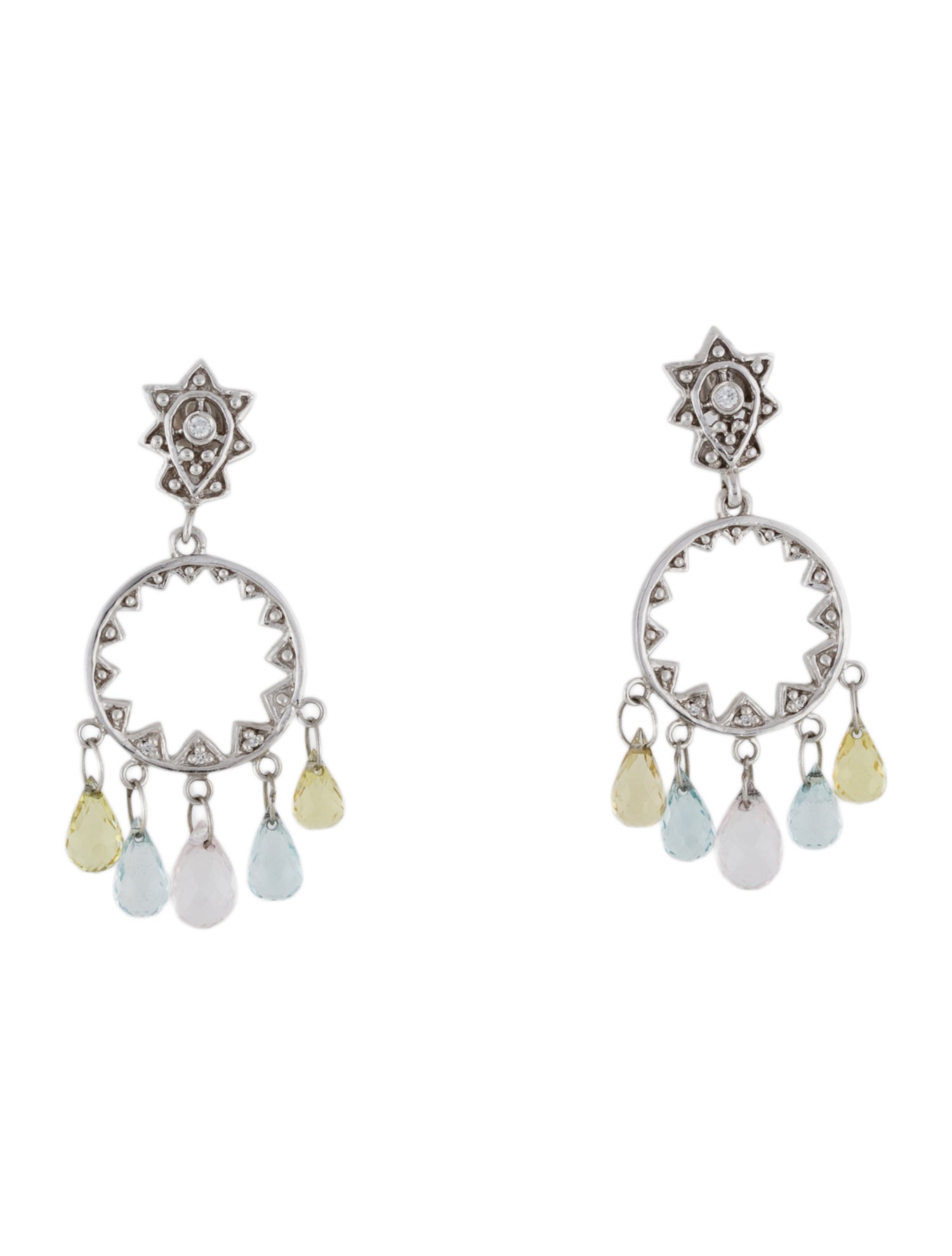 Earrings 18K Multi Stone Drop Earrings