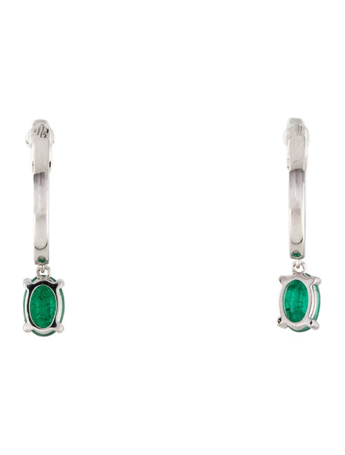 Earrings 14K Emerald & Diamond Huggie Drop Earrings