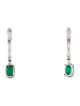 Earrings 14K Emerald & Diamond Huggie Drop Earrings