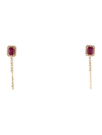 Earrings 14K 1.52ctw Ruby & Diamond Drop Earrings