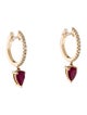 Earrings 14K 1.09ctw Ruby & Diamond Drop Hoop Earrings