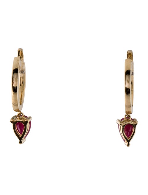 Earrings 14K 1.09ctw Ruby & Diamond Drop Hoop Earrings