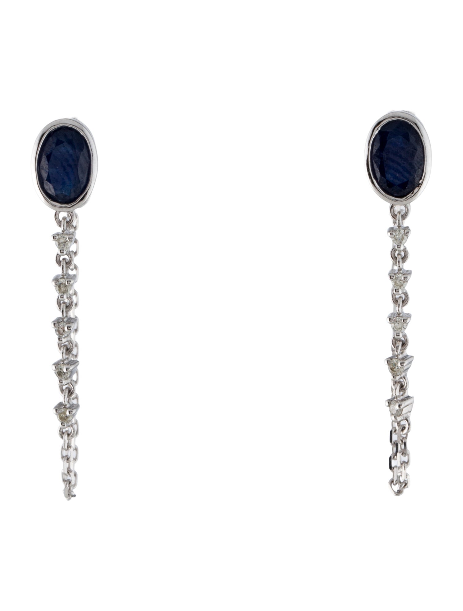 Earrings 14K 1.07ctw Sapphire & Diamond Chain Drop Earrings