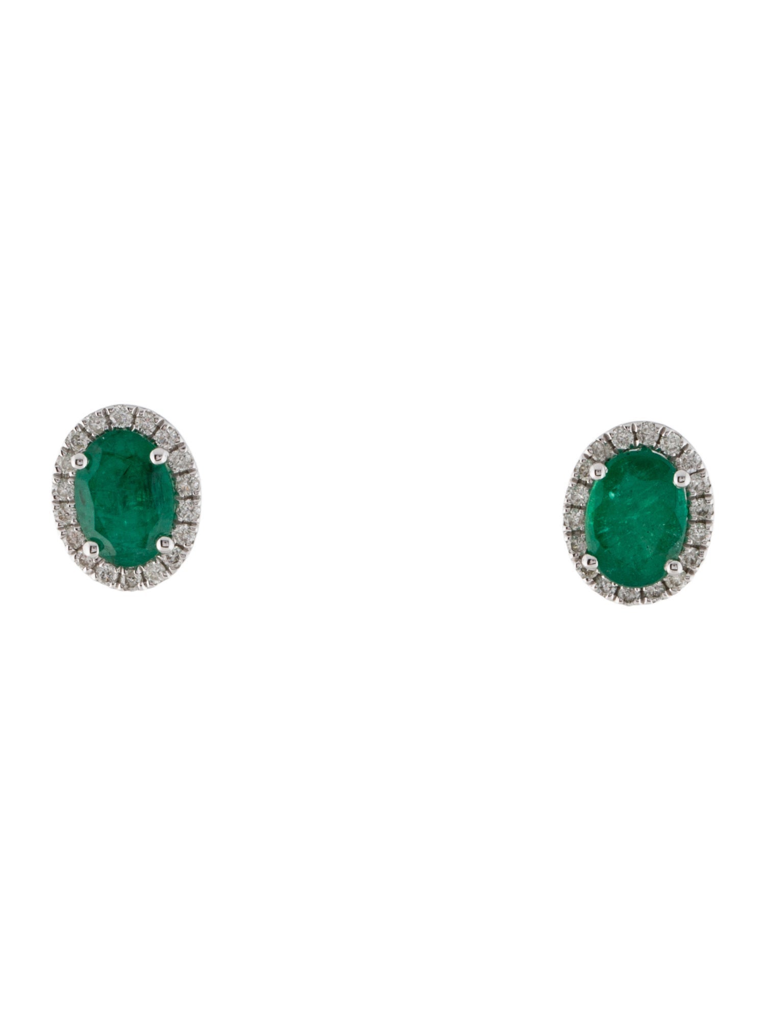 Earrings 14K Emerald & Diamond Stud Earrings