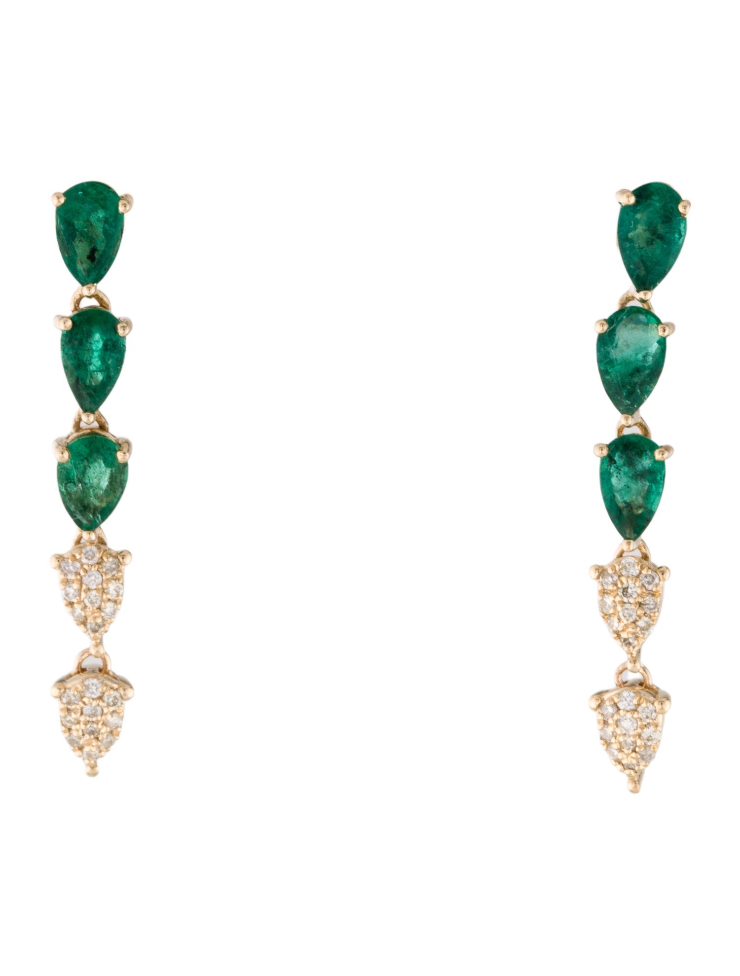 Earrings 14K 1.41ctw Emerald & Diamond Drop Earrings
