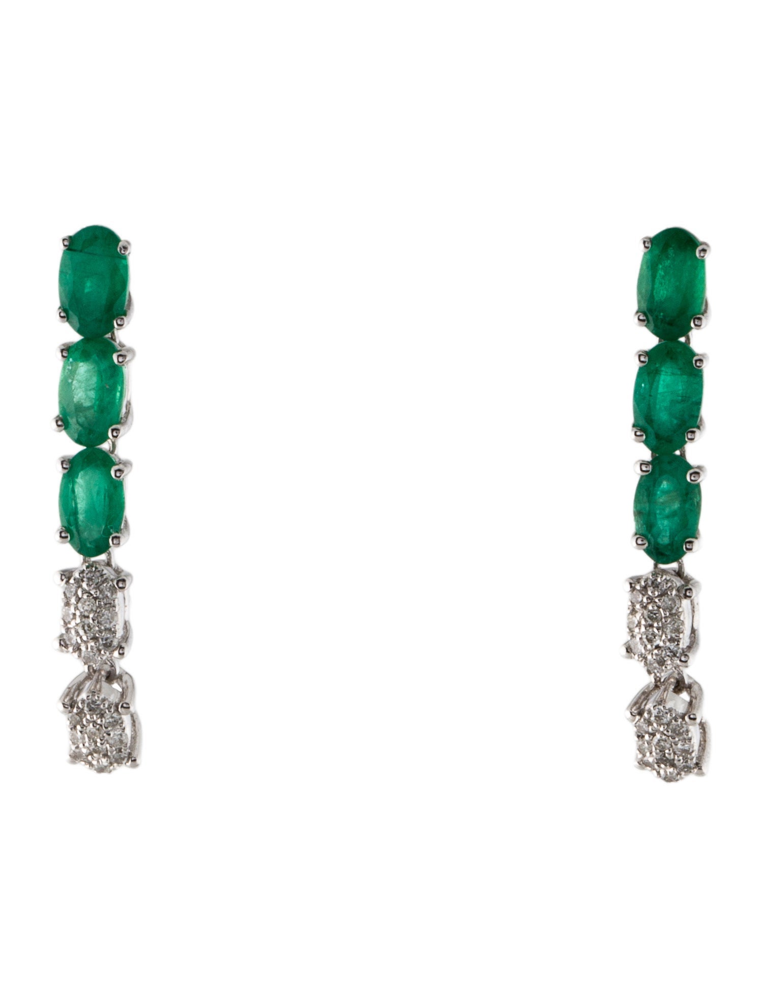 Earrings 14K 1.20ctw Emerald & Diamond Drop Earrings