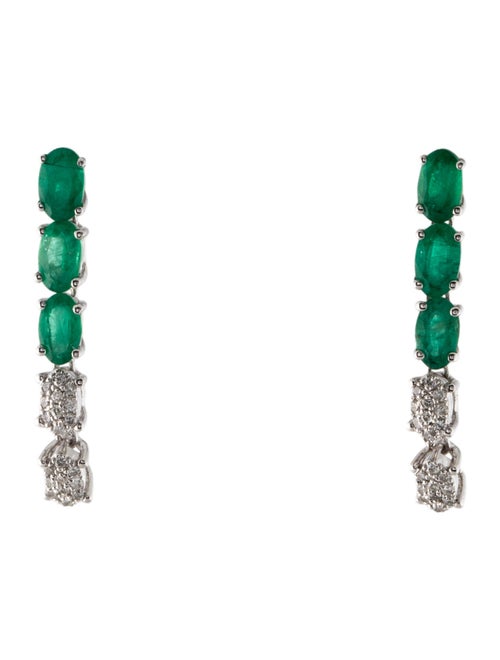 Earrings 14K 1.20ctw Emerald & Diamond Drop Earrings
