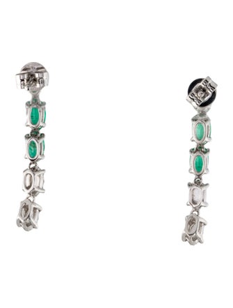 Earrings 14K 1.20ctw Emerald & Diamond Drop Earrings