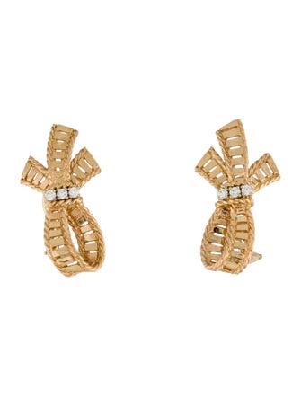 Earrings 14K Diamond Ribbon Clip-on Earrings