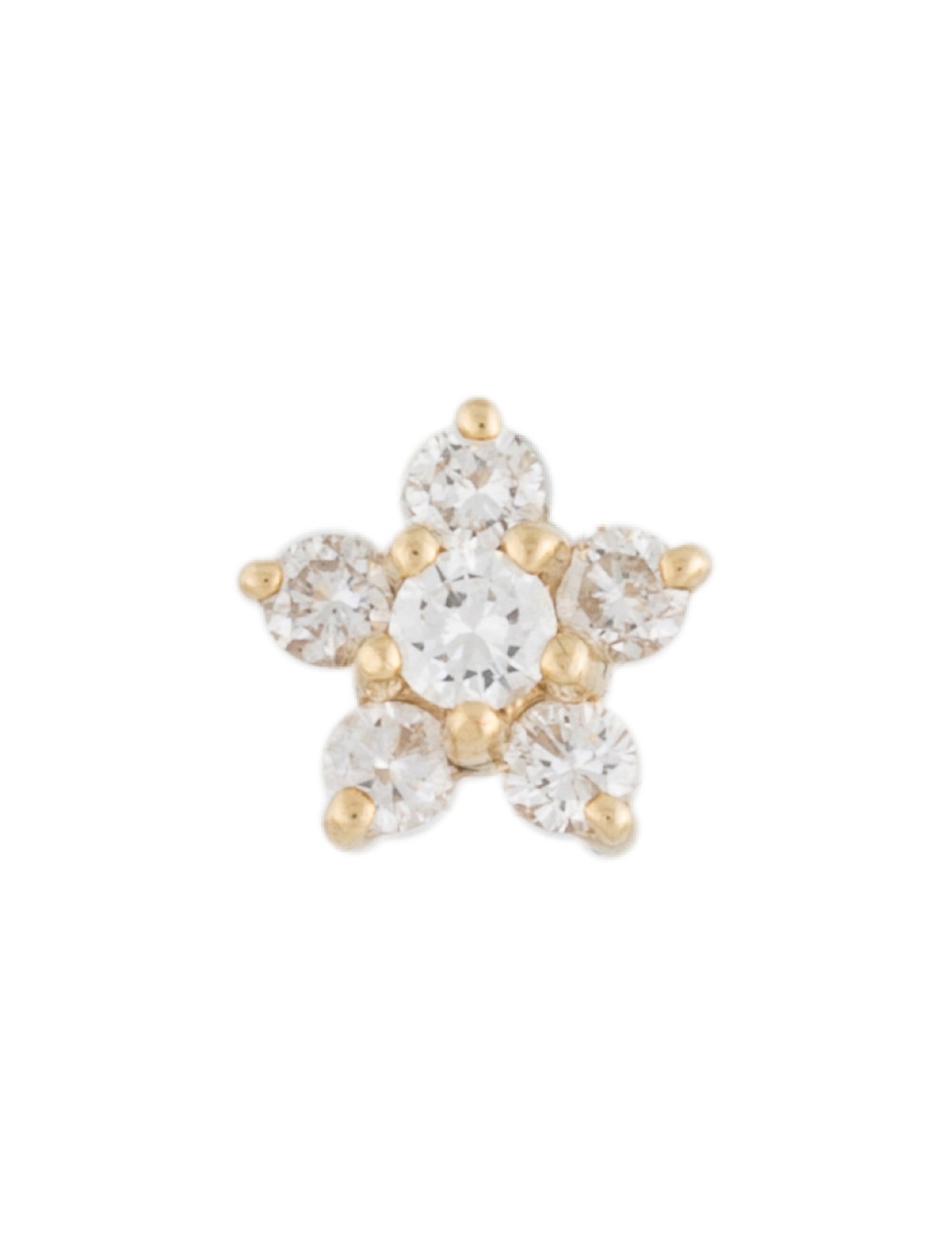 Earrings 14K Diamond Star Cluster Single Stud Earring