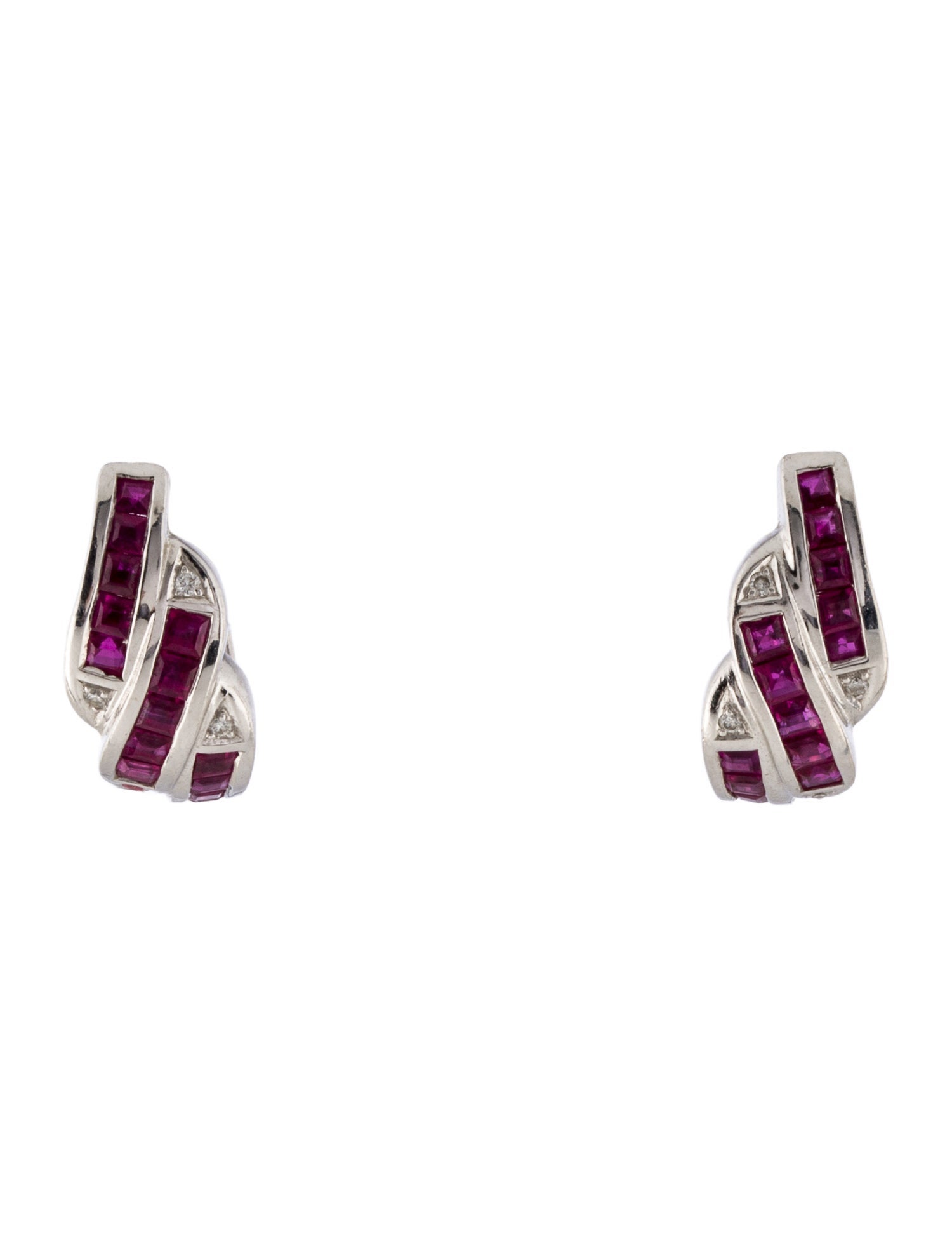 Earrings 18K 1.26ctw Ruby & Diamond Huggie