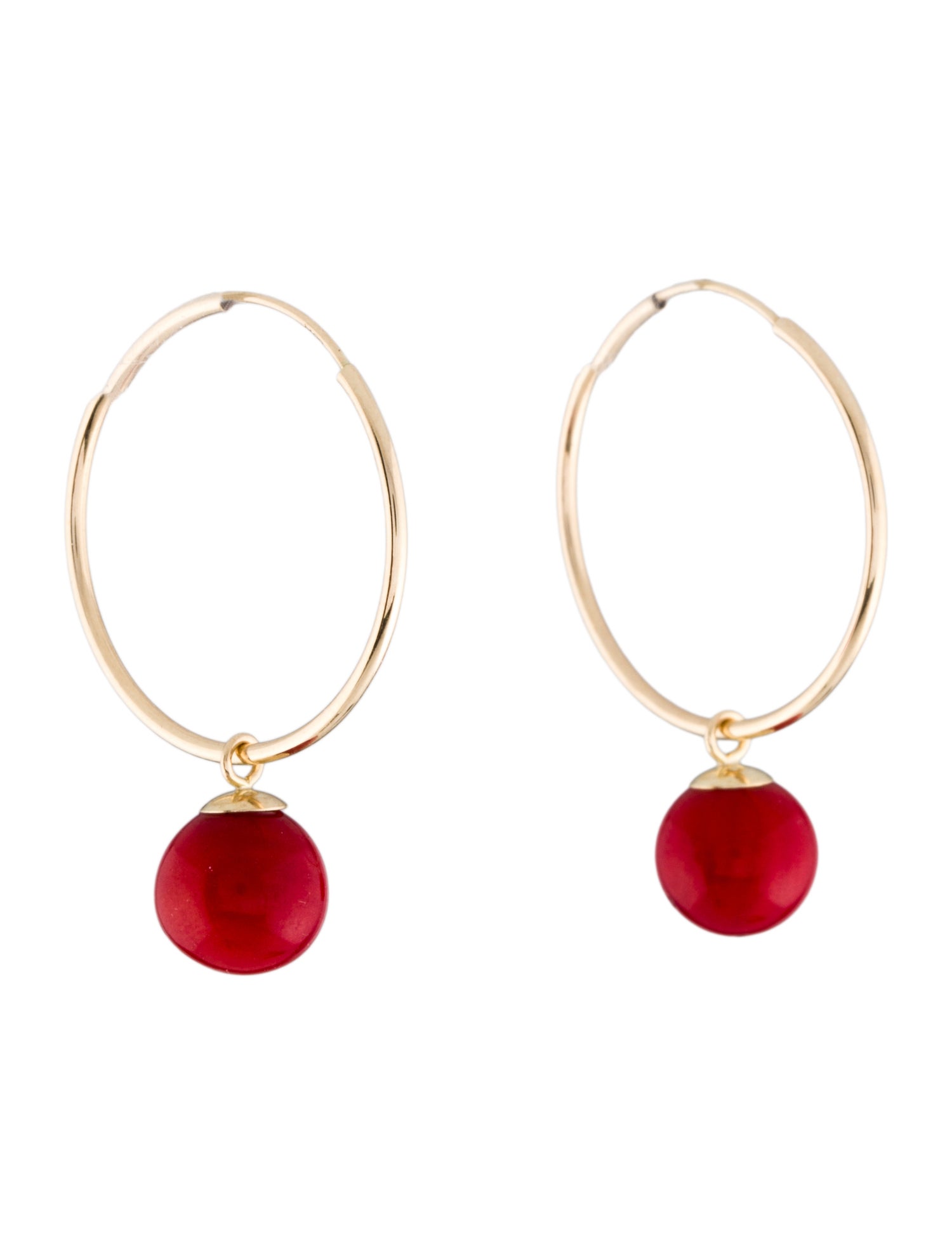 Earrings 14K Dyed Coral Enhancers & Hoop Drop Earrings