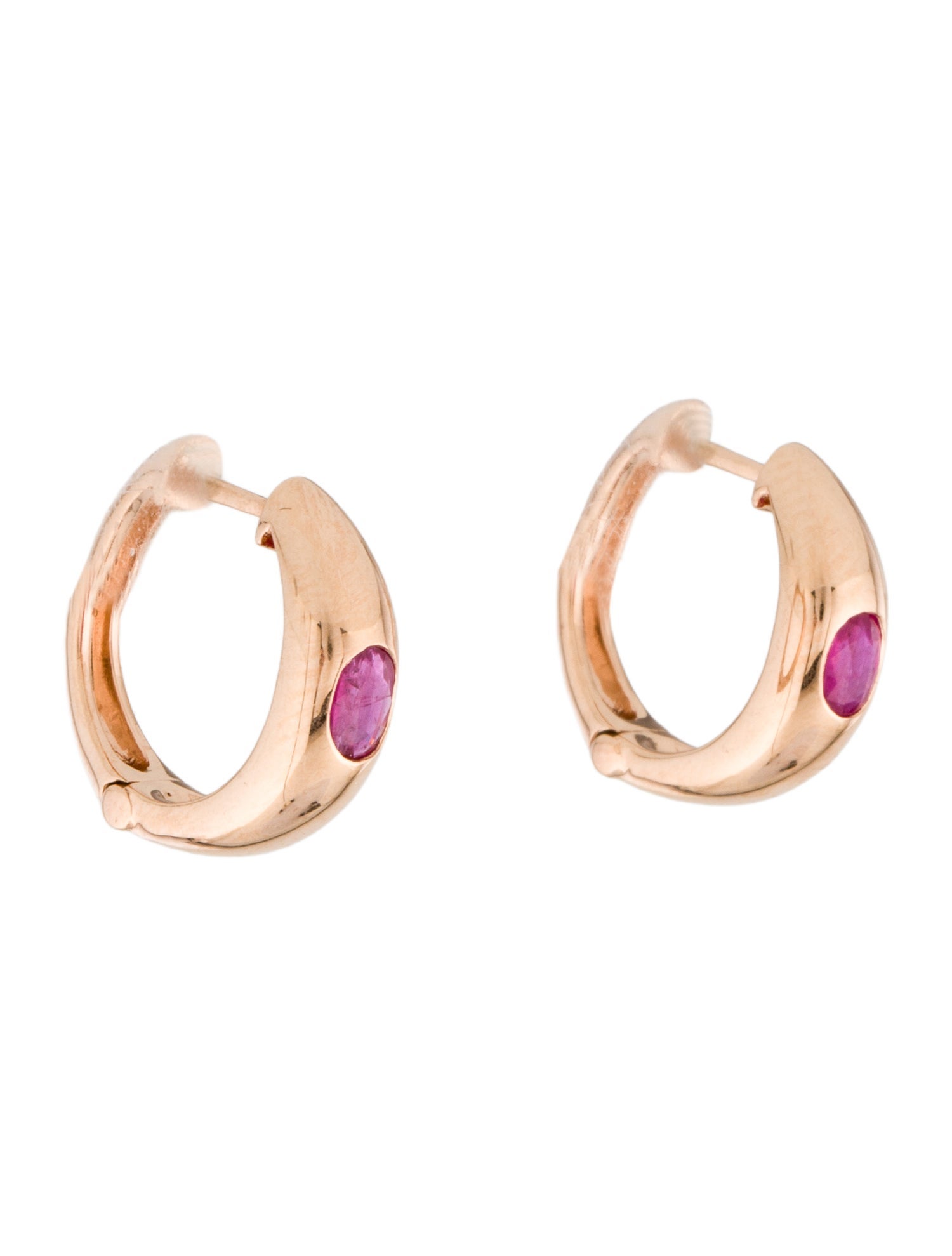 Earrings 14K Ruby Huggie Hoop