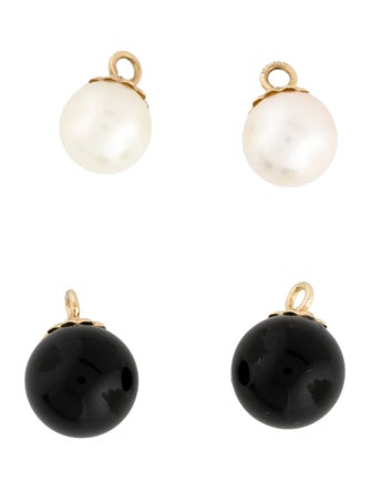 Earrings 14K Pearl & Onyx Interchangeable Drop Earrings