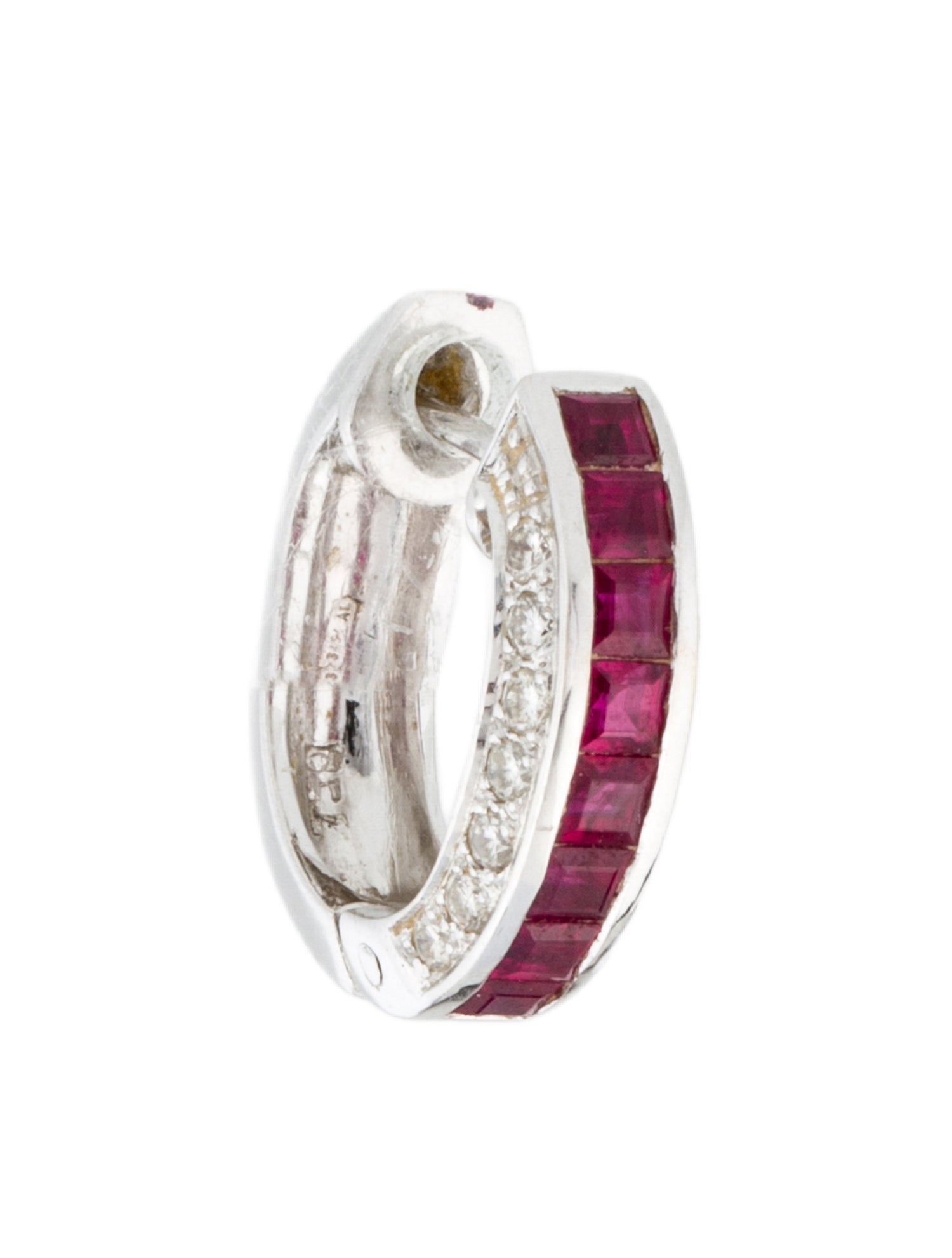 Earrings 18K Ruby & Diamond Single Hoop Earring