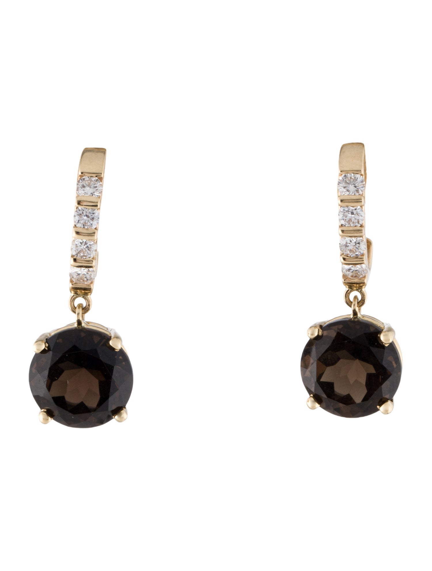 Earrings 14K 7.01ctw Smoky Quartz & Diamond Drop Earrings