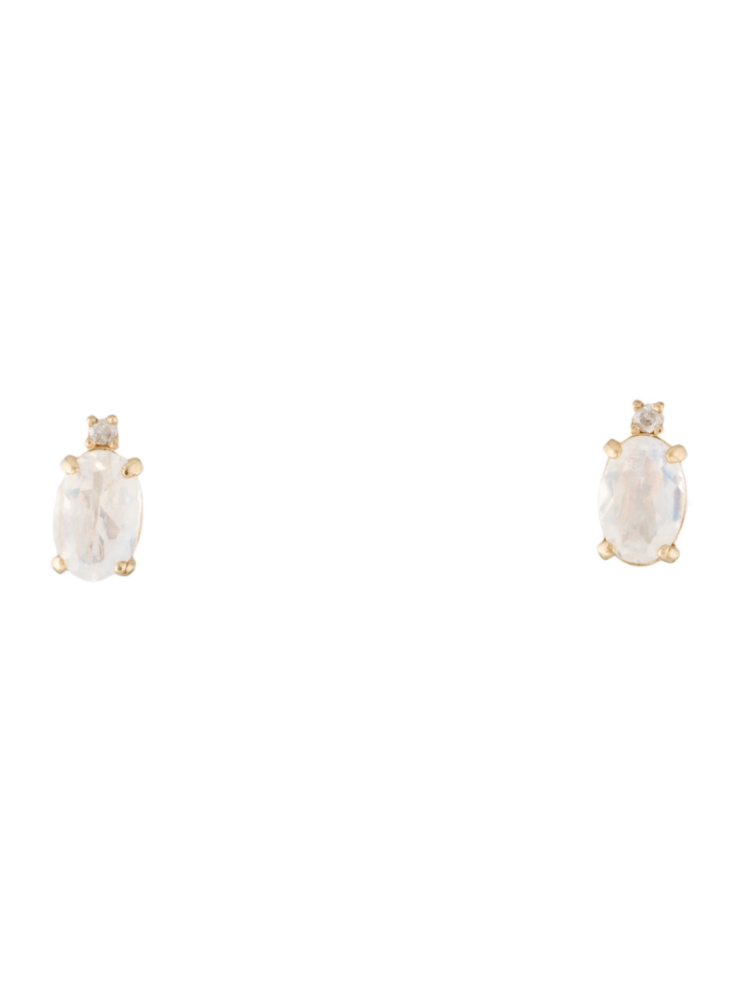 Earrings 14K Moonstone & Diamond Stud Earrings