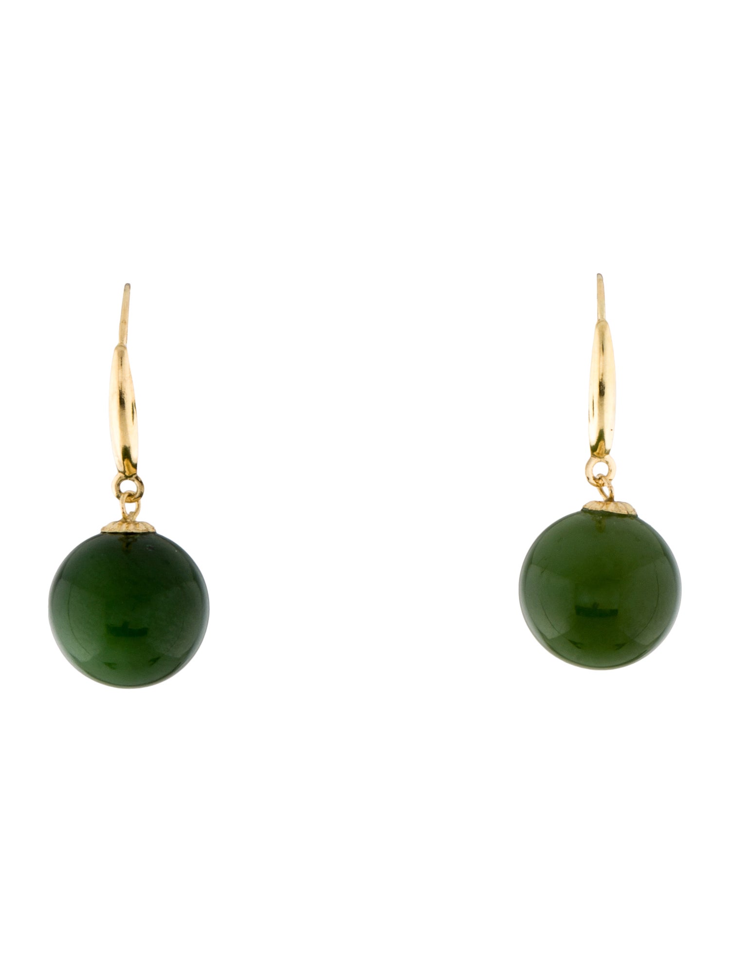 Earrings 18K Nephrite Bead Drop