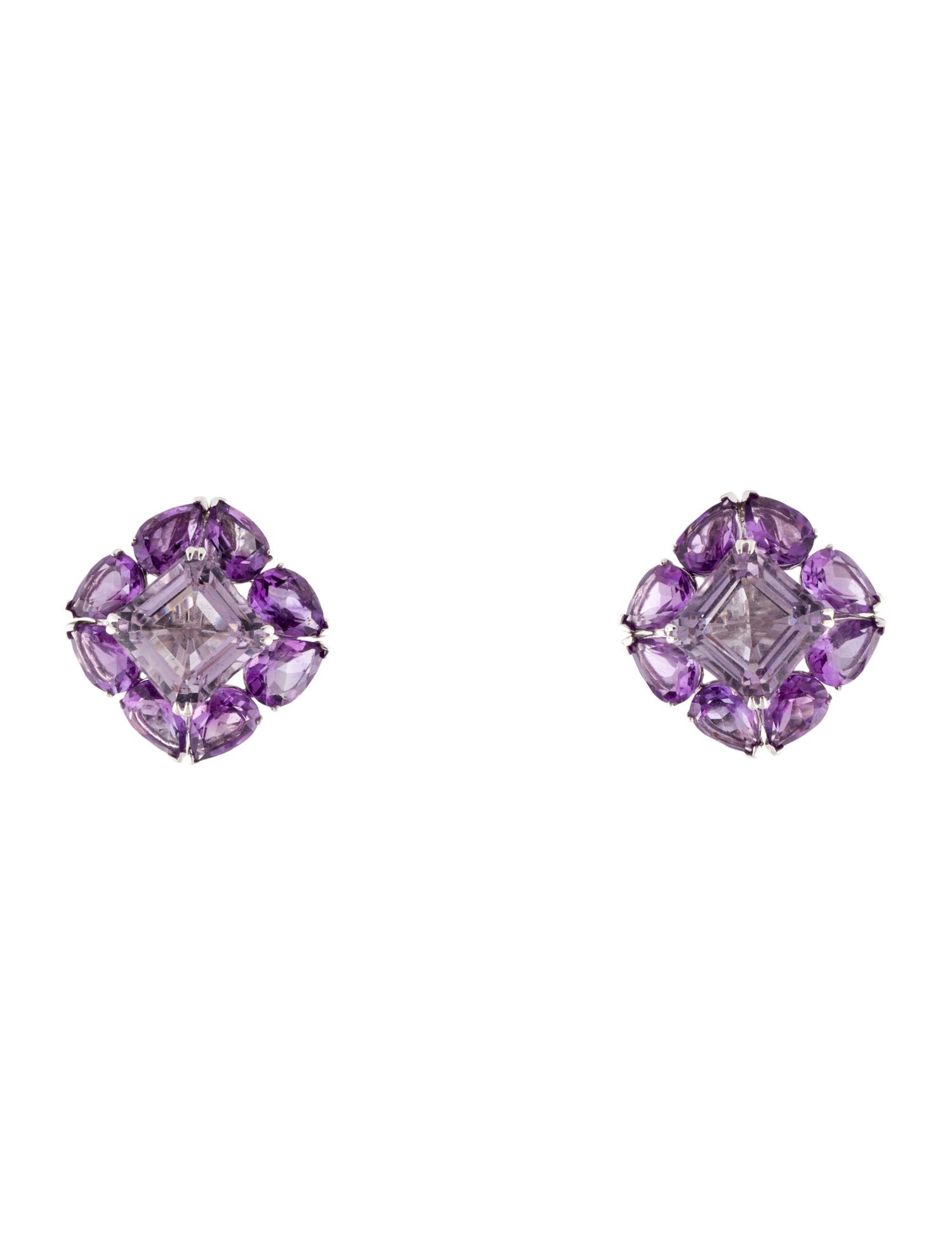 Earrings 18K 14.40ctw Amethyst & Rose Quartz Ear Clip Earrings